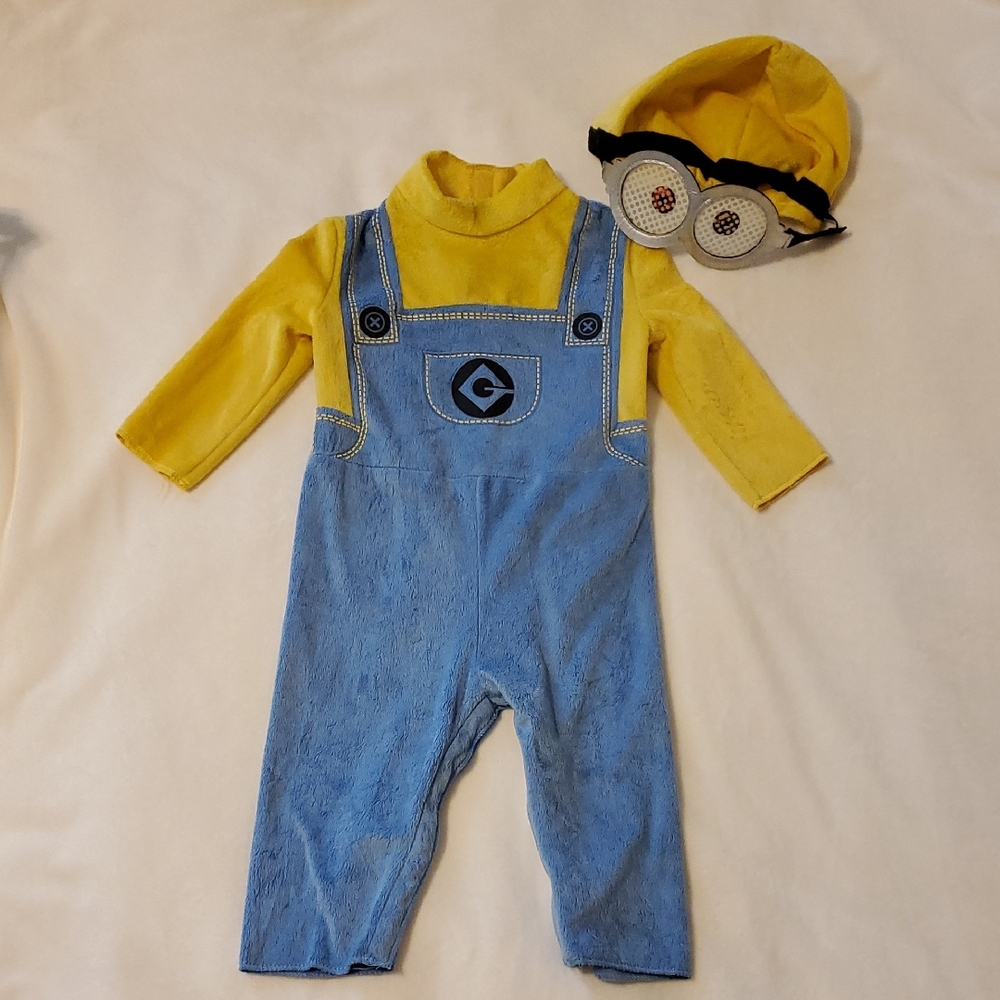 Yellow and Blue Minion Toddler Costume With Hat, 12-18 Months